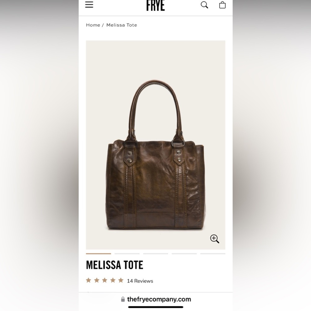 Authentic Frye Melissa Dark Brown Tote purse shoulder bag satchel